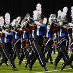 The Blue Devils Drum and Bugle Corps performs at the 2015 Drum Corps International World Championship Finals, Saturday, August 8, 2015, at Lucas Oil Stadium in Indianapolis.